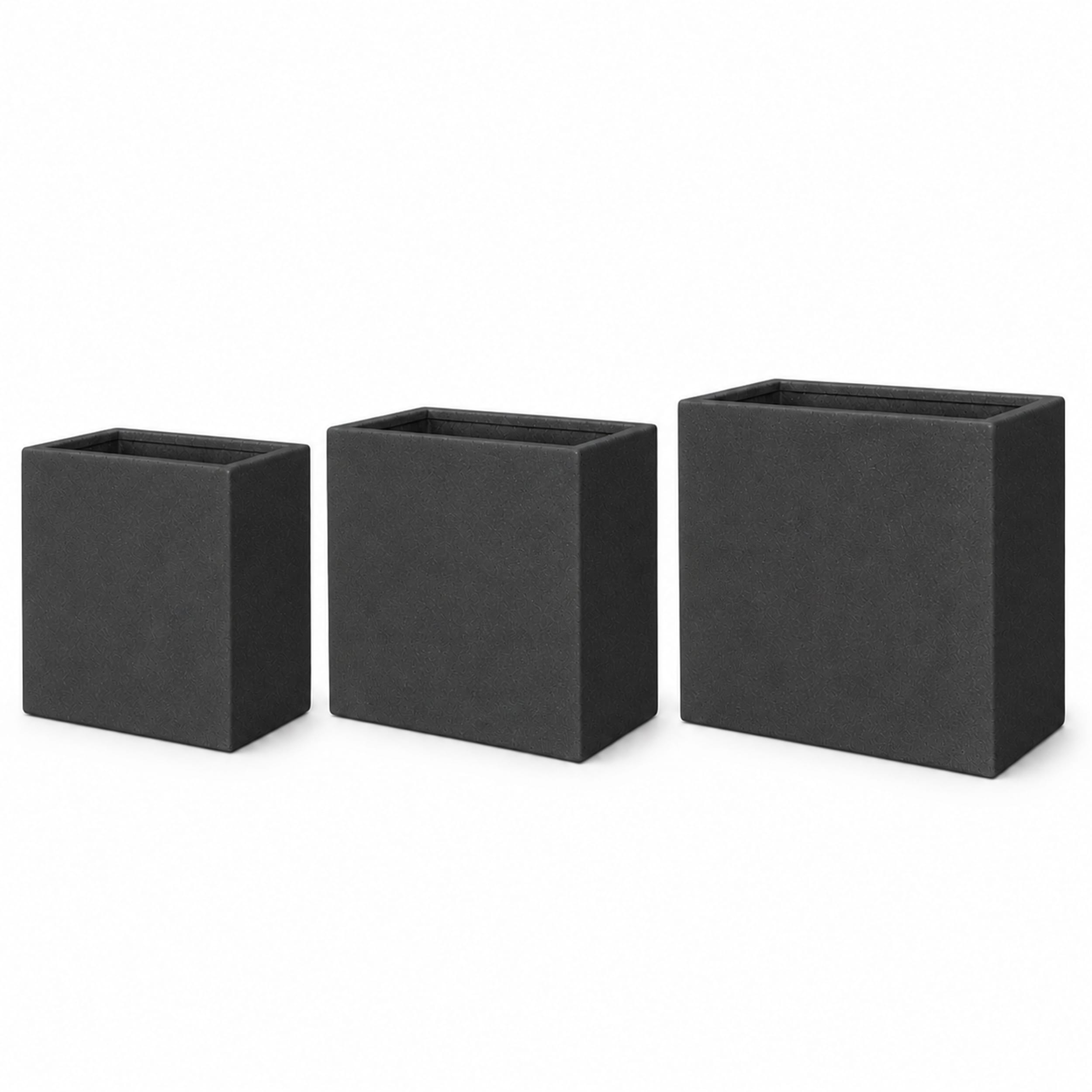 Set Of 3 Rectangular Polystone Indoor Outdoor Planters