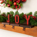 Set Of 3 Red And Black Buffalo Plaid Joy Christmas Stocking Holder 6