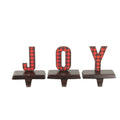 Set Of 3 Red And Black Buffalo Plaid Joy Christmas Stocking Holder 6