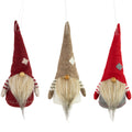 Set Of 3 Red And Gray Bearded Santa Chubby Gnomes 10.5