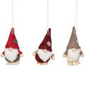 Set Of 3 Red And Gray Skiing Gnome Christmas Ornaments 4