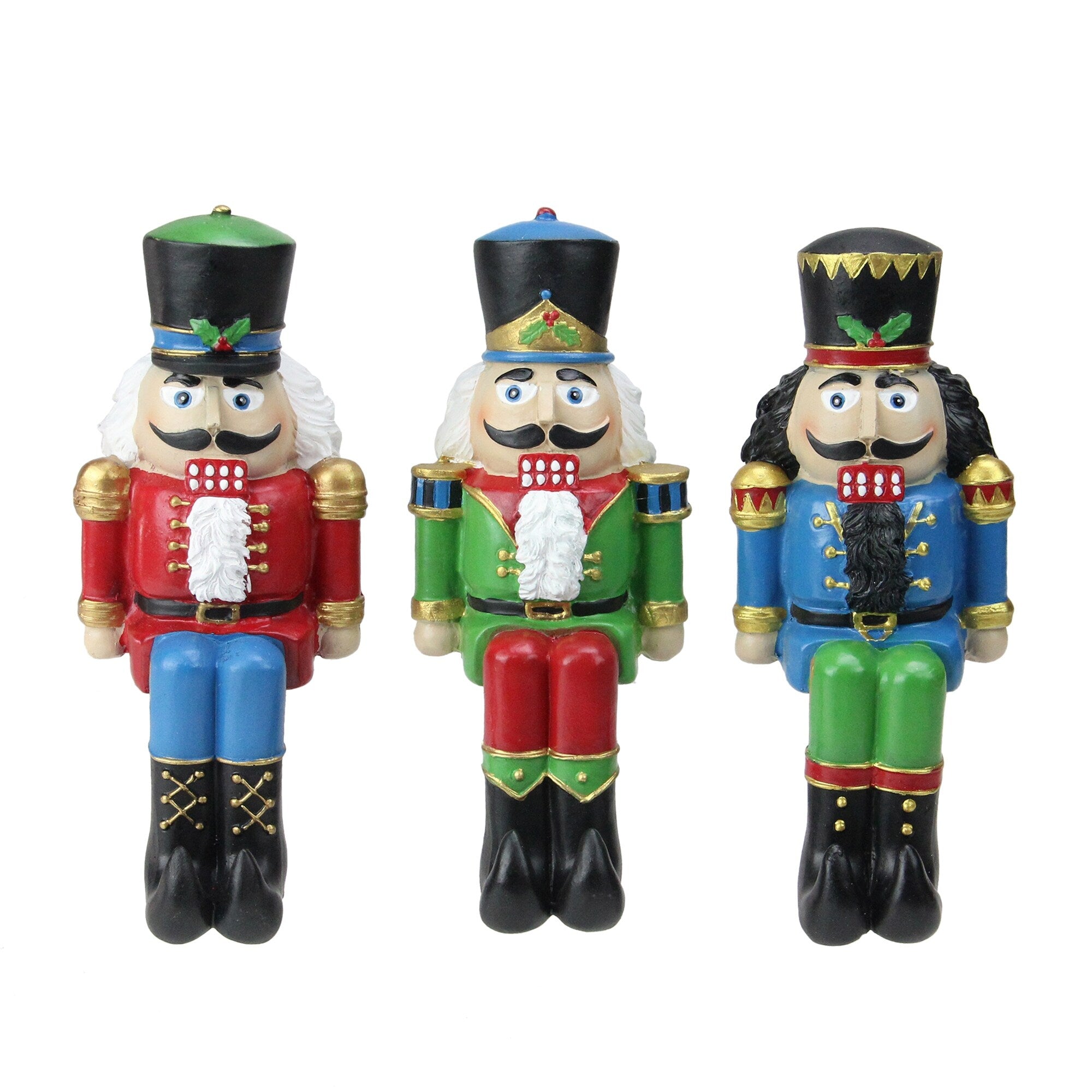 Set Of 3 Red Blue And Green Nutcracker Christmas Stocking Holders 7.5