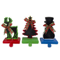 Set Of 3 Reindeer Tree And Snowman With Chalkboard Christmas Stocking Holders 7 N A