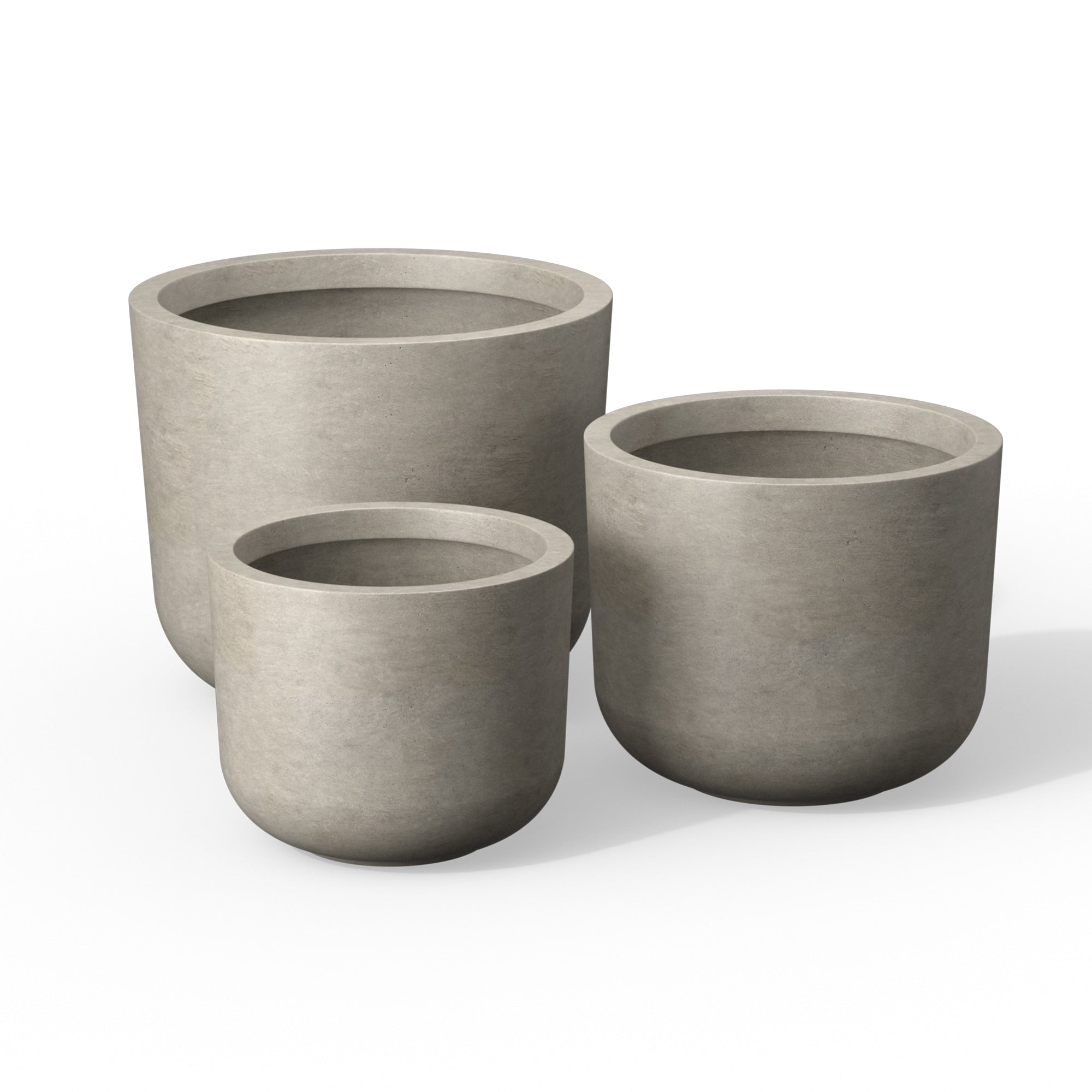 Set Of 3 Round Concrete Planters 9 11 13 Inch Modern Indoor Outdoor Plant Pot Set