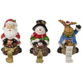 Set Of 3 Santa Snowman And Reindeer With Gift Sacks Christmas Stocking Holders 6.5 White