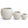 Set Of 3 Smooth Round Polystone Indoor Outdoor Planters
