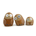Set Of 3 Solar Owl Figurines