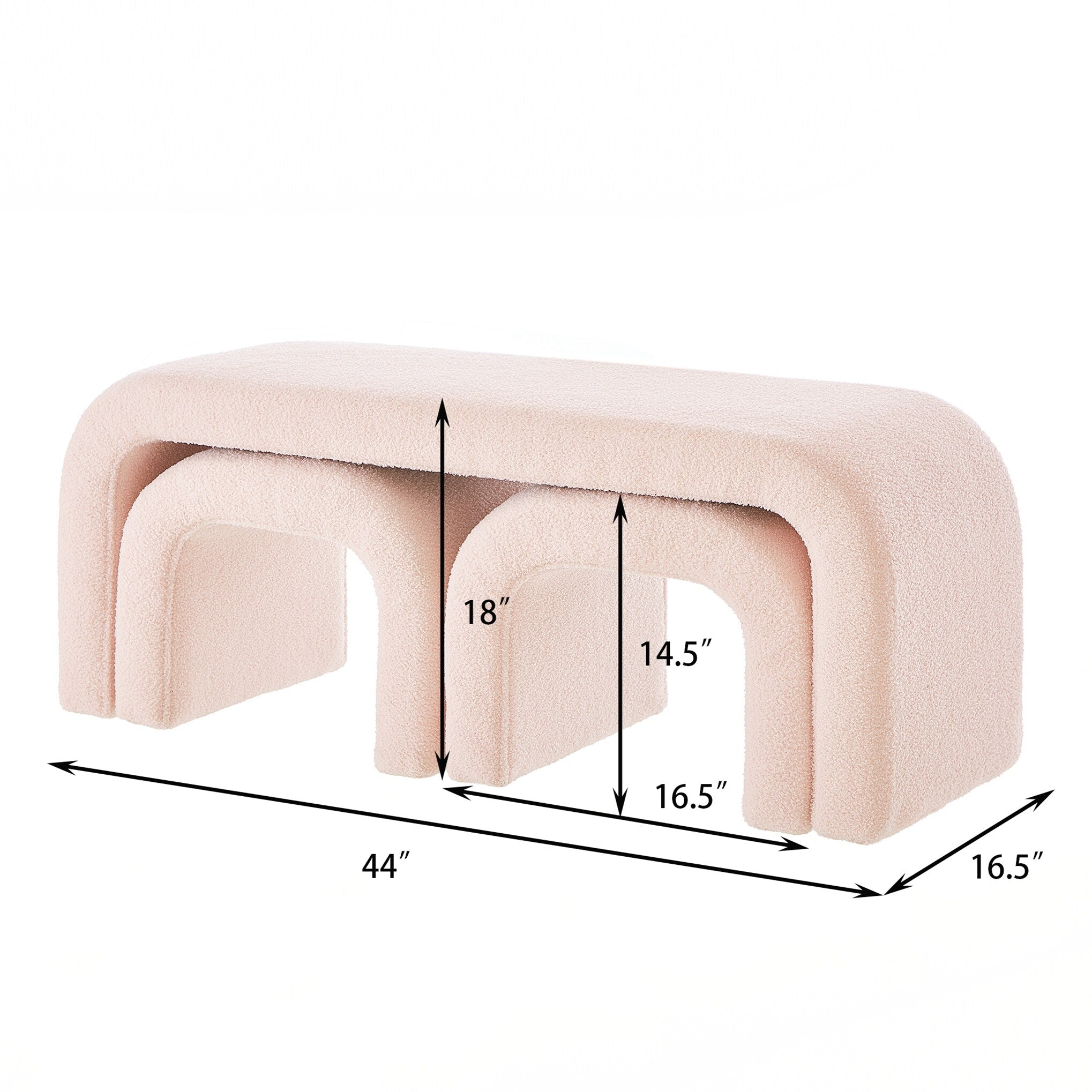 Set Of 3 U Shaped Modern Bench Ottoman Bench For Entryway