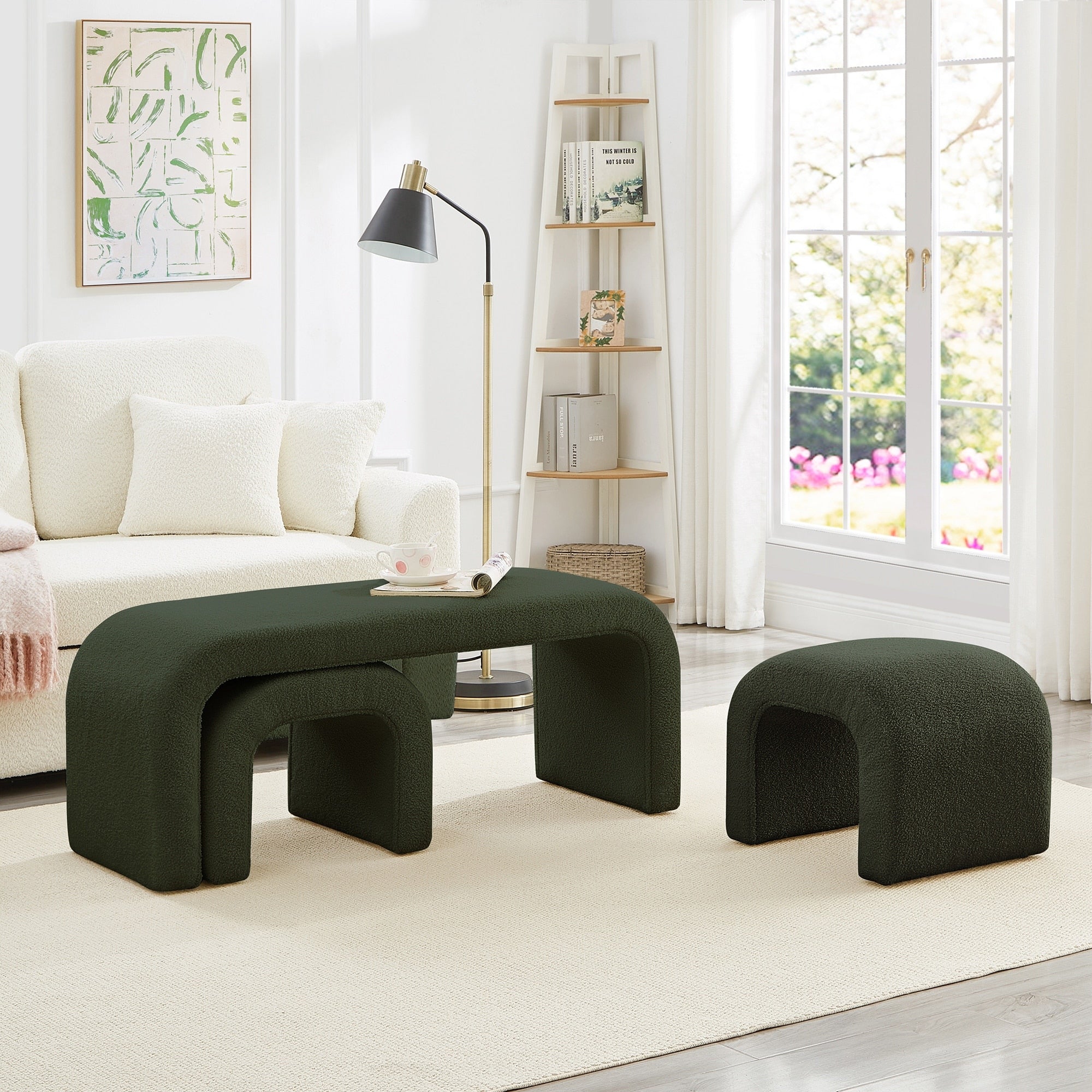 Set Of 3 U Shaped Ottoman Bench For Entryway Bedroom End Of Bed Set Of 3 Small Sofa Footrest 44 18 Inch Bench Bench