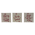 Set Of 3 White Square Block Sign With Christmas Season Design 5