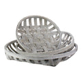Set Of 3 White Washed Woven Baskets 23.5