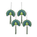 Handmade Set Of 4 Beaded Ornaments Glorious Peacocks India