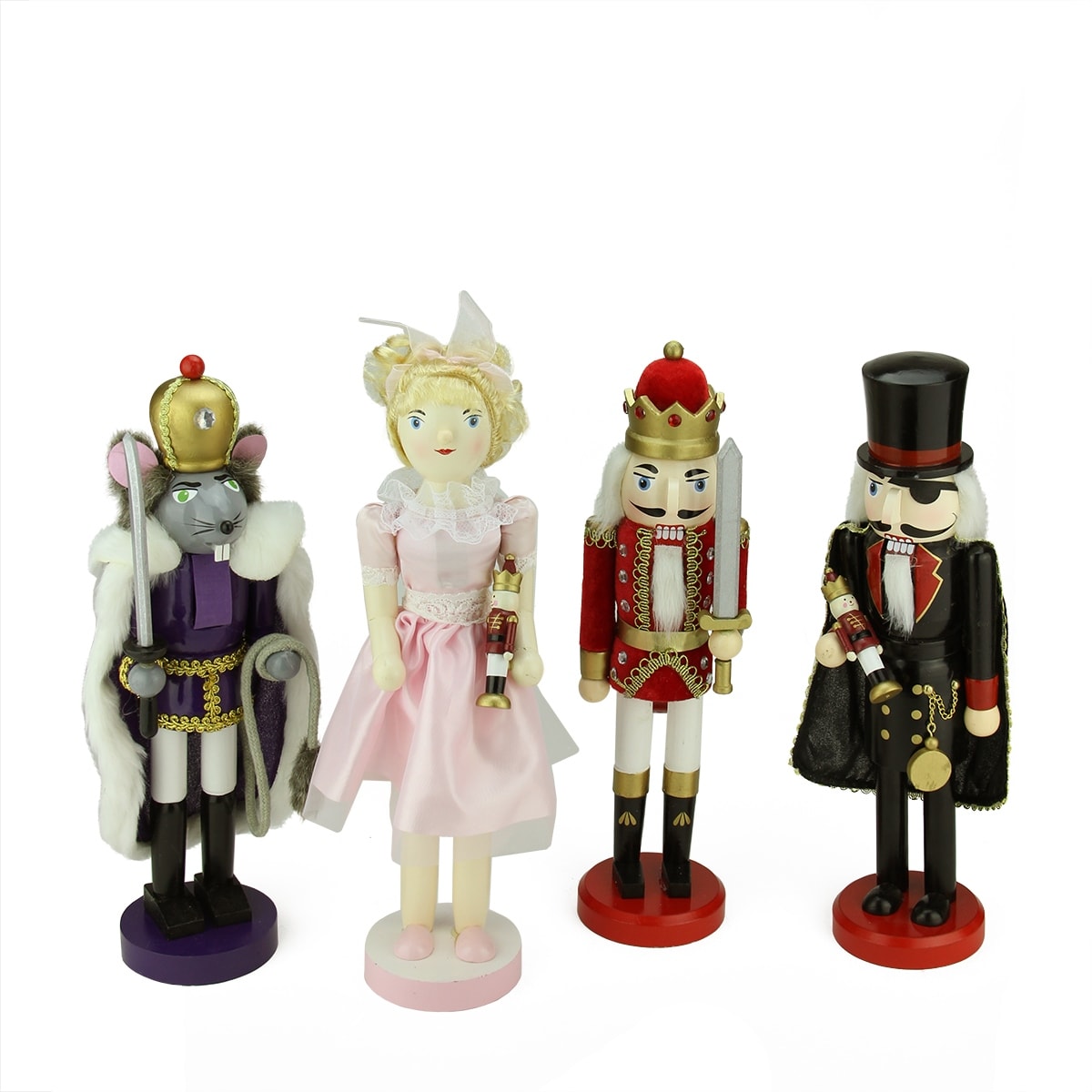 Set Of 4 Decorative Wooden Nutcracker Suite Ballet Christmas Decorations