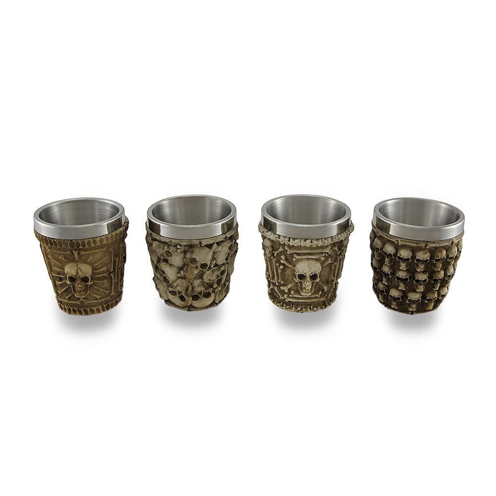 Set Of 4 Human Skull Themed Shot Glasses 2.2 X 2 X 2 Inches