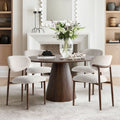 Set Of 4 Mid Century Upholstered Dining Chairs With Wood Grain Metal Legs