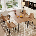 Set Of 4 Modern Pu Leather Dining Chairs With Thick Cushions Metal Legs Armless Faux Leather Side Chairs For Dining Room