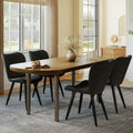 Set Of 4 Modern Pu Leather Dining Chairs With Thick Cushions Metal Legs Armless Faux Leather Side Chairs For Dining Room
