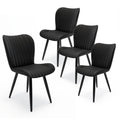 Set Of 4 Modern Pu Leather Dining Chairs With Thick Cushions Metal Legs Faux Leather Side Chairs For Kitchen
