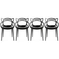 2Xhome Set Of 4 Modern Contemporary Plastic Stackable Design Masters Chair Dining Arm Chairs Outdoor Living Room Patio Garden
