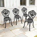 Set Of 4 Non Stackable Black Cast Aluminum Outdoor Dining Chairs