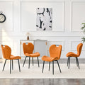 Set Of 4 Pu Dining Chairs With Integrated Handle Metal Frame Adjustable Leveling Feet With Extra Wide Comfortable Cushion