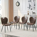 Set Of 4 Pu Dining Chairs With Integrated Handle Metal Frame Adjustable Leveling Feet With Extra Wide Comfortable Cushion