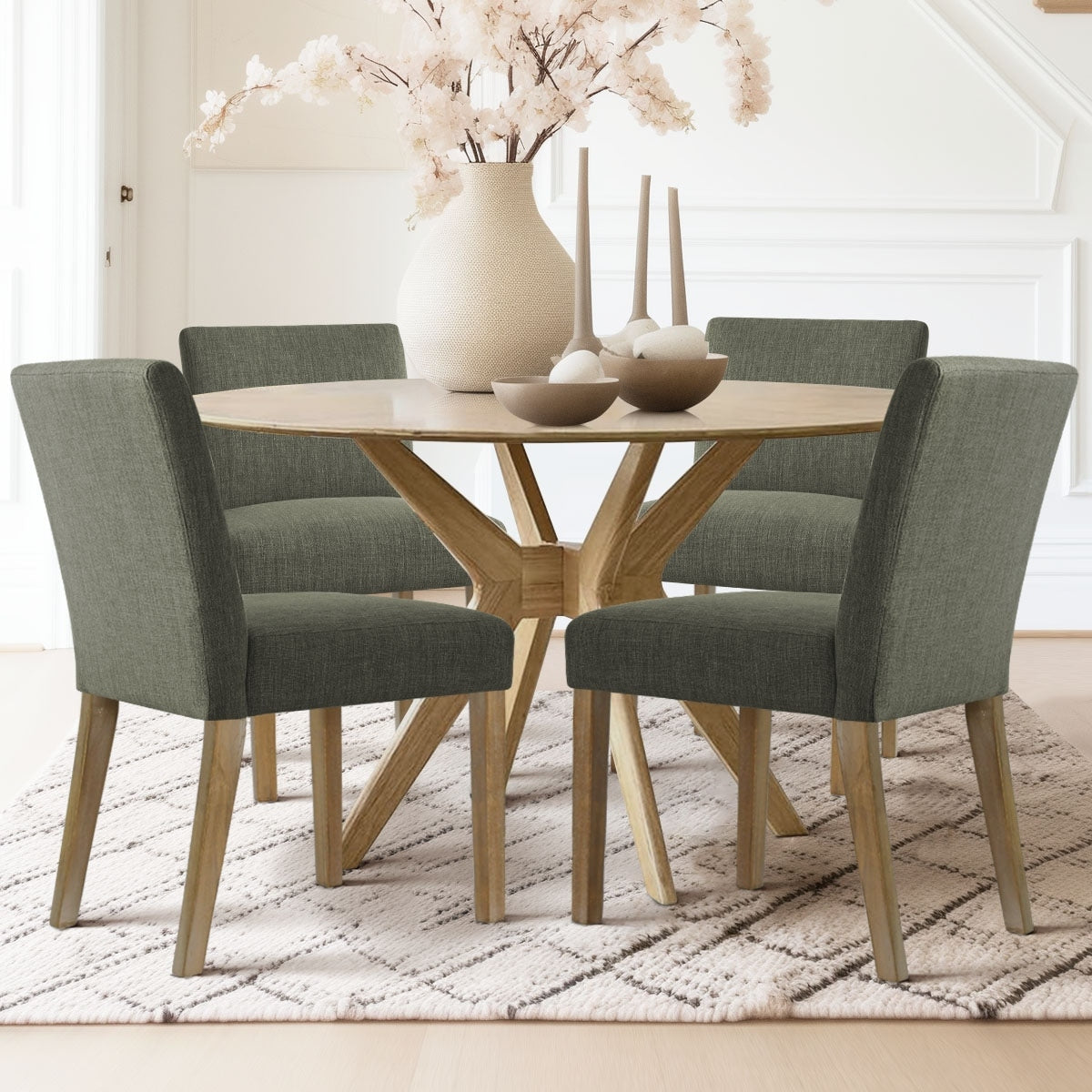 Parsons Dining Chairs With Linen Upholstery And Solid Wood Legs