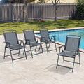 Set Of 4 Patio Folding Chairs 4 Pack Dining Chairs Brown 22.4 26.8 35.4