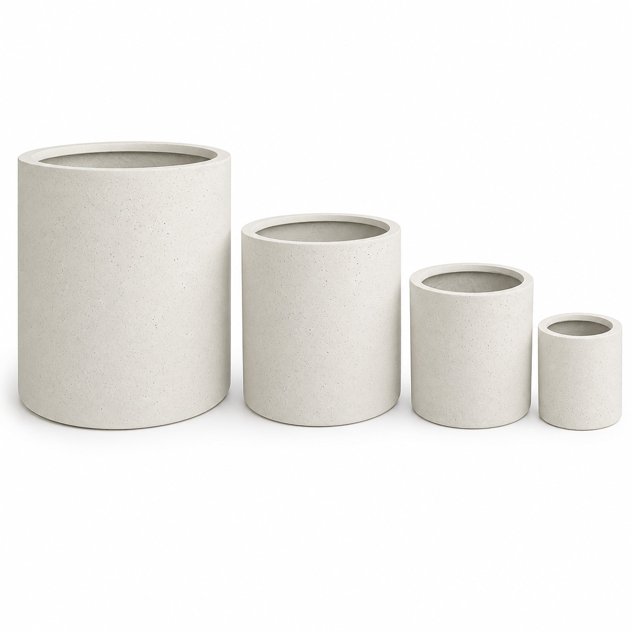 Set Of 4 Round Cylinder Polystone Indoor Outdoor Planters