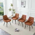 Set Of 4 Side Chair Dining Chair Kitchen Chair Leather Chair Flat Back Upholstered Chair Camel Chair