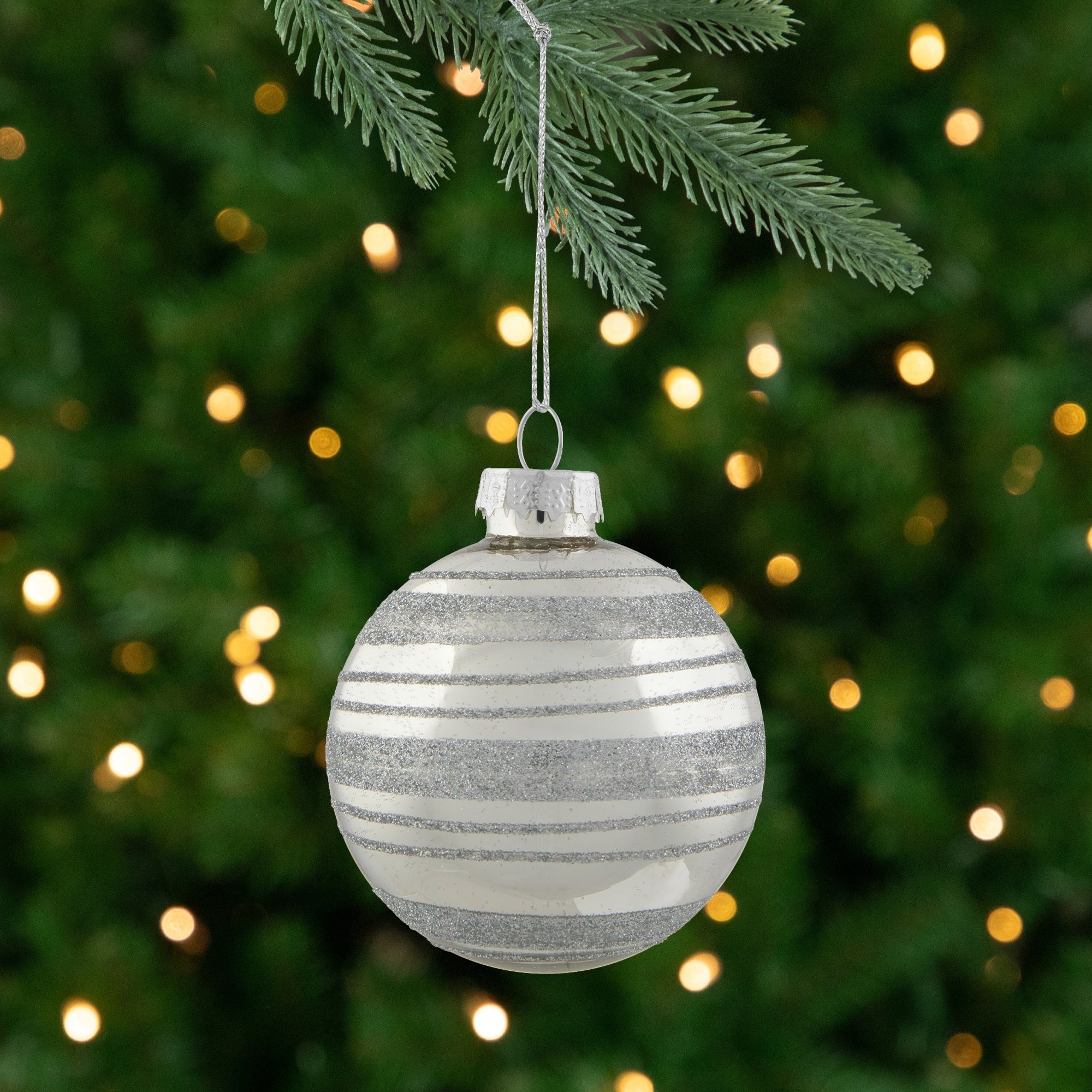 Set Of 4 Clear Red And Silver Christmas Ball Ornaments 2.5 67Mm