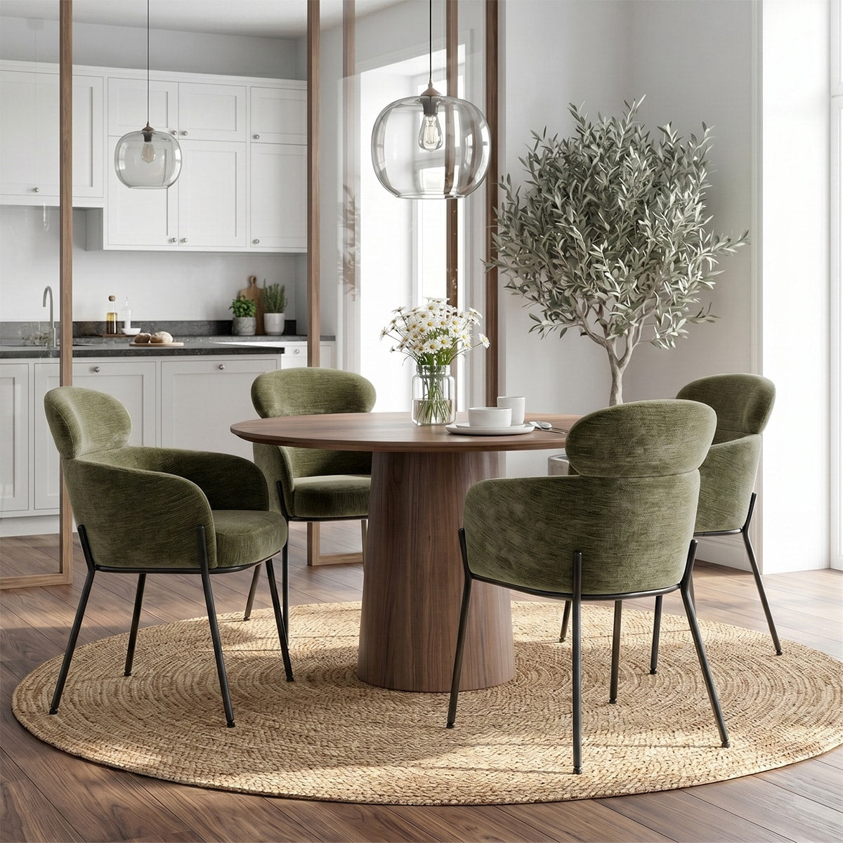 Set Of 4 Upholstered Dining Chairs