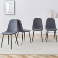 Set Of 4 16.9 Linen Upholstered Dining Chair With Metal Legs