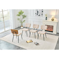 Set Of 4 18.9 Pu Leather Upholstered Dining Chairs With Curved Wood Back