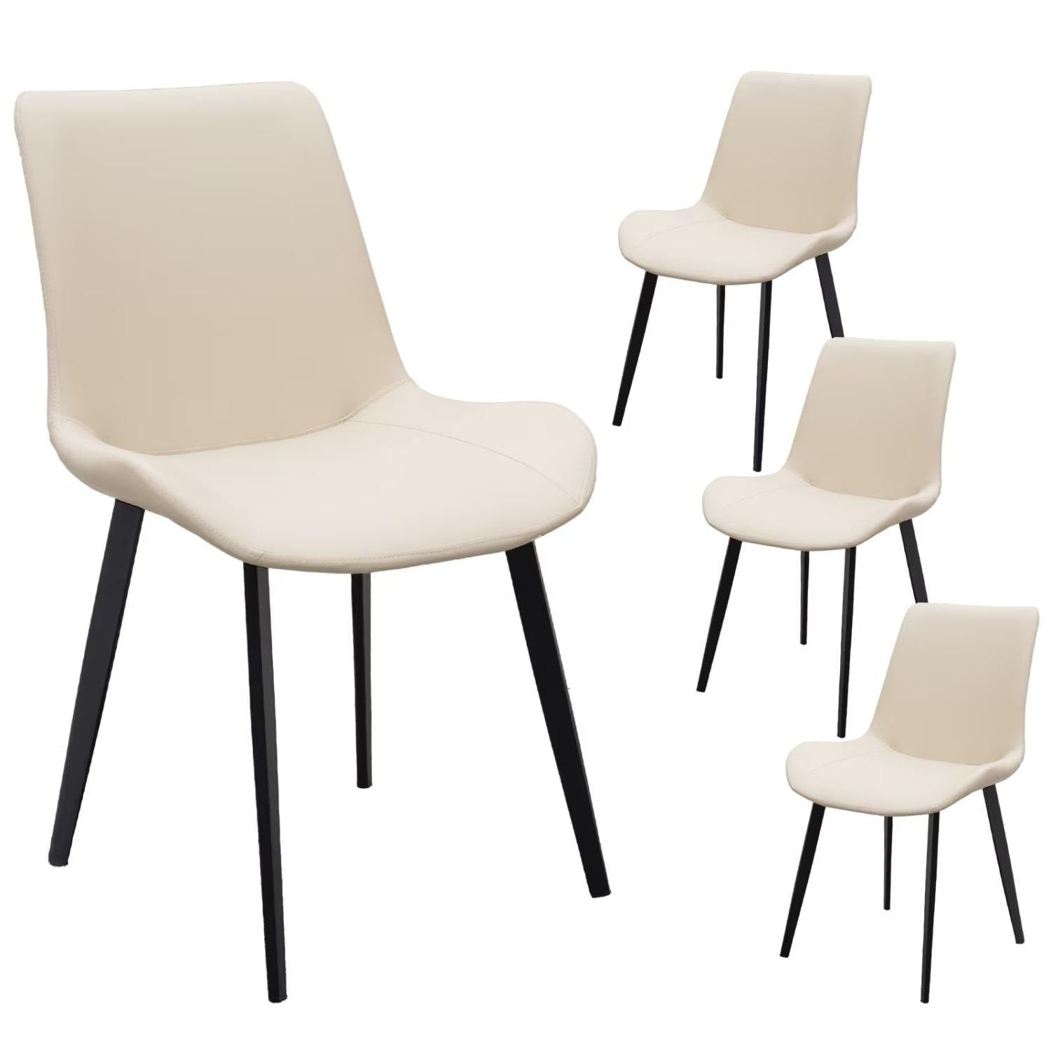 Set Of 4 20.07 Pu Leather Upholstered Dining Chair With Metal Legs