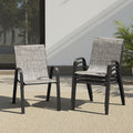 Set Of 4 22 Outdoor Stackable Textilene Chairs With Metal Frame