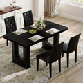 Set Of 5 Piece Dining Table And Chair Set Mdf Top Glass Insert Pu Seat Buckle Backrest