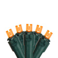 Set Of 50 Orange Led Wide Angle Christmas Lights On Green Wire