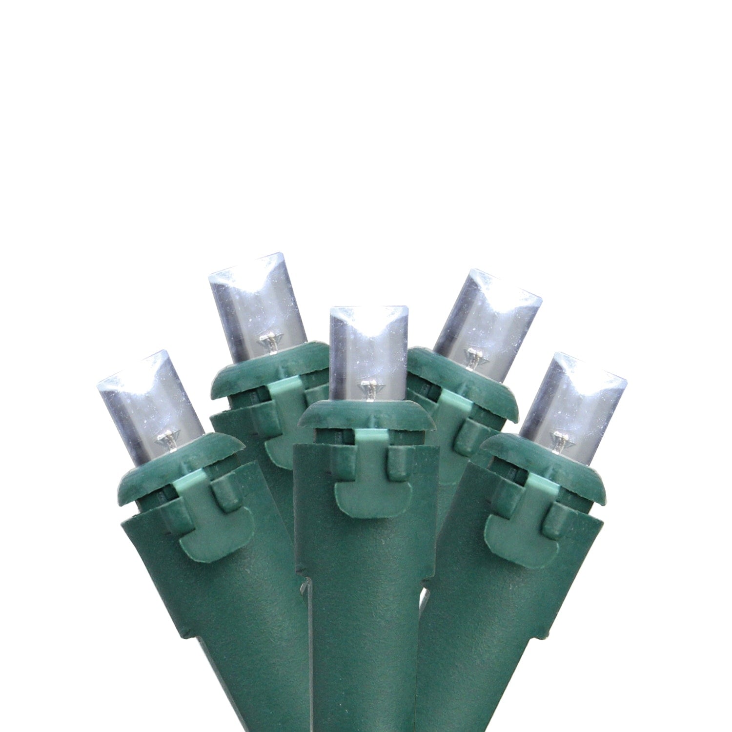 Set Of 50 Pure White Led Wide Angle Christmas Lights Green Wire
