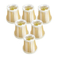 Set Of 6 Beige Eggshell Striped Chandelier Clip On Premium Lampshade 3X5X4.5