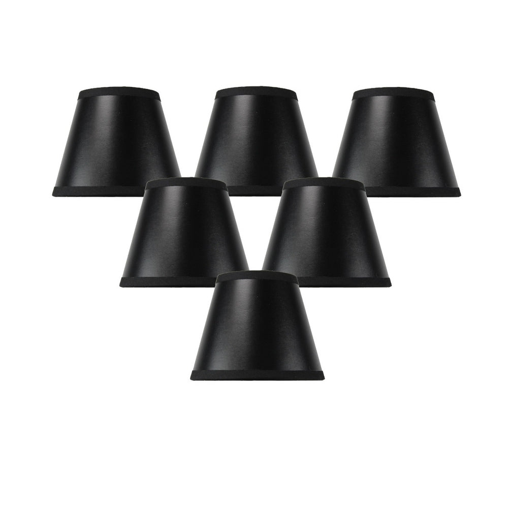 Set Of 6 Black Parchment Gold Lined Chandelier Candle Clip Lamp Shade 3X5X4