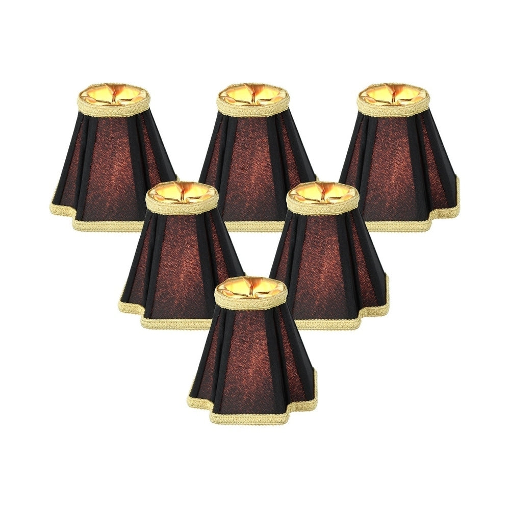 Set Of 6 Black With Gold Liner Chandelier Clip On Lampshade 2X5X5