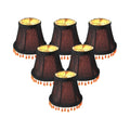Set Of 6 Candelabra Stretch With Gold Liner Amber Beads Clip On Lampshade 3X5X4