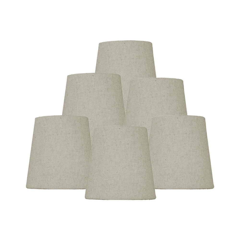 Set Of 6 Chandelier Sand Linen Clip On Lampshade 3X4X4