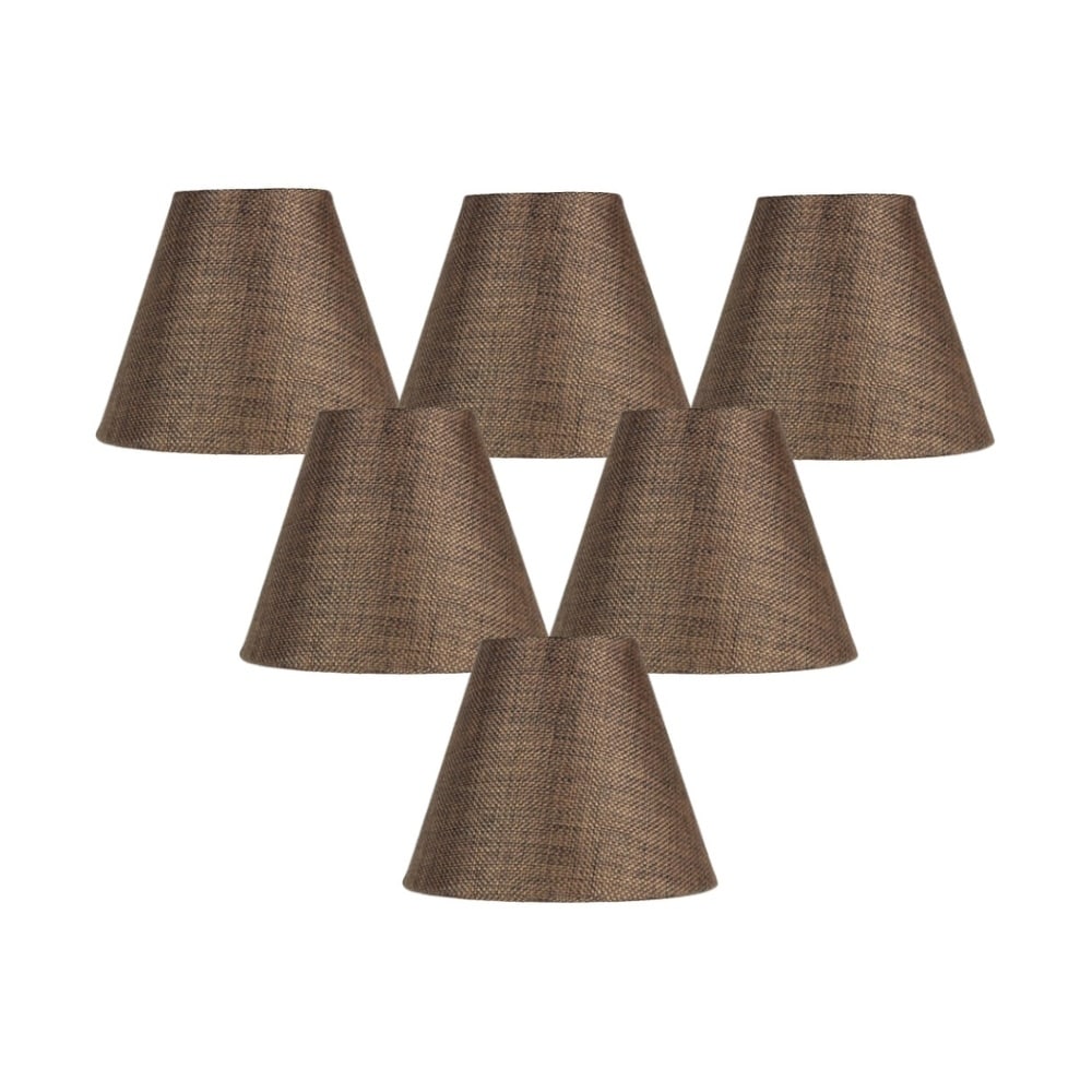 Set Of 6 Chocolate Burlap Chandelier Lampshade 3X6X5