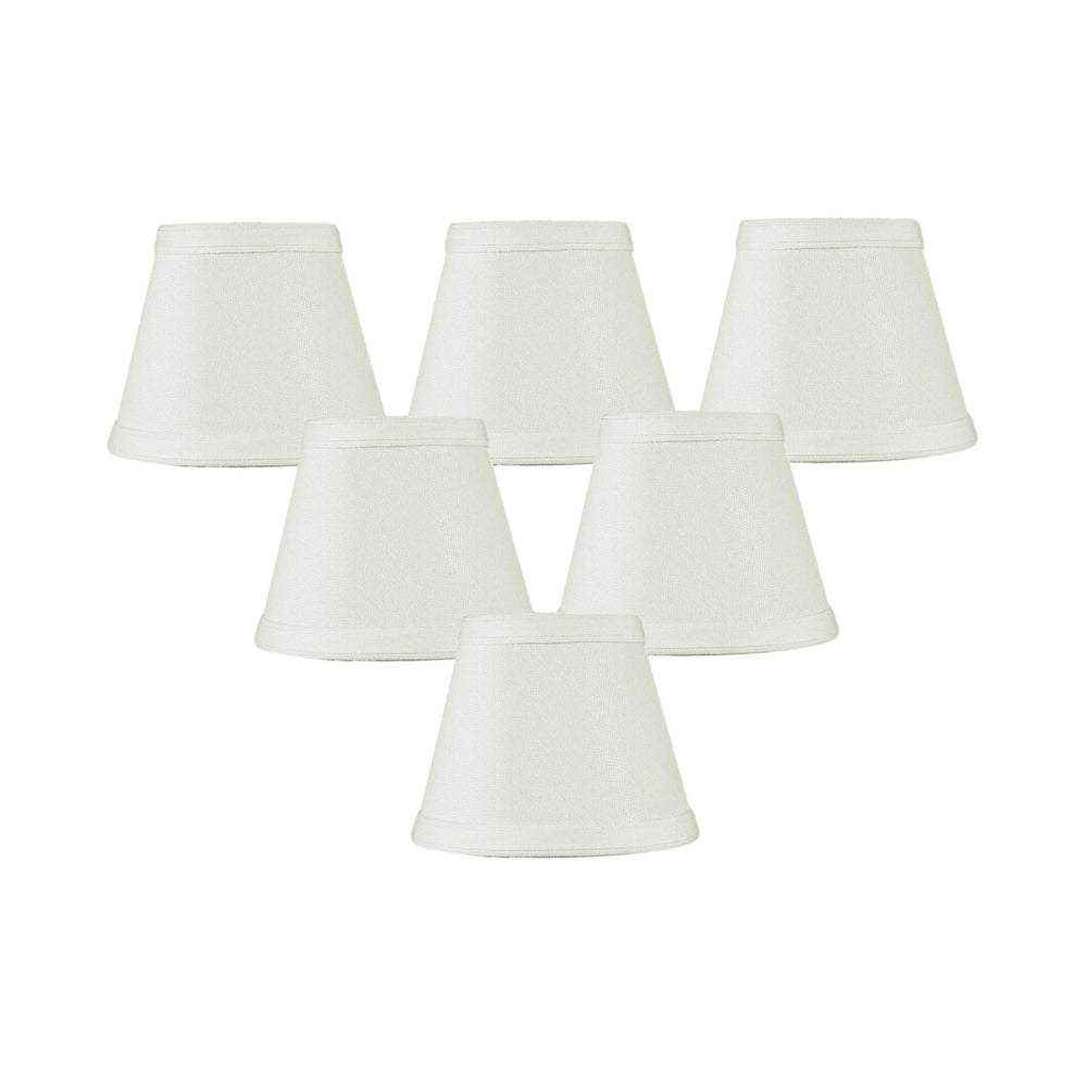 Set Of 6 Clip On Candelabra Lamp Shade Light Oatmeal Fabric 3X5X4