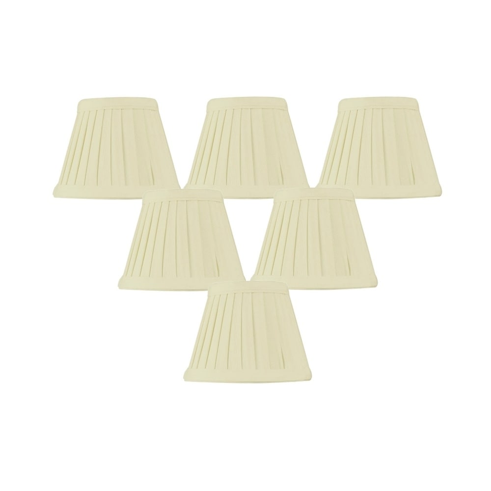 Set Of 6 Crisp Linen Pleated Clip On Candelabra Lampshade 3X5X4