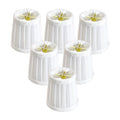 Set Of 6 Down White Pleated Clip On Candelabra Lampshade 3X4X4