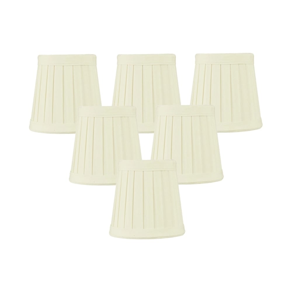 Set Of 6 Egg Shell Pleated Clip On Candelabra Lampshade 3X4X4