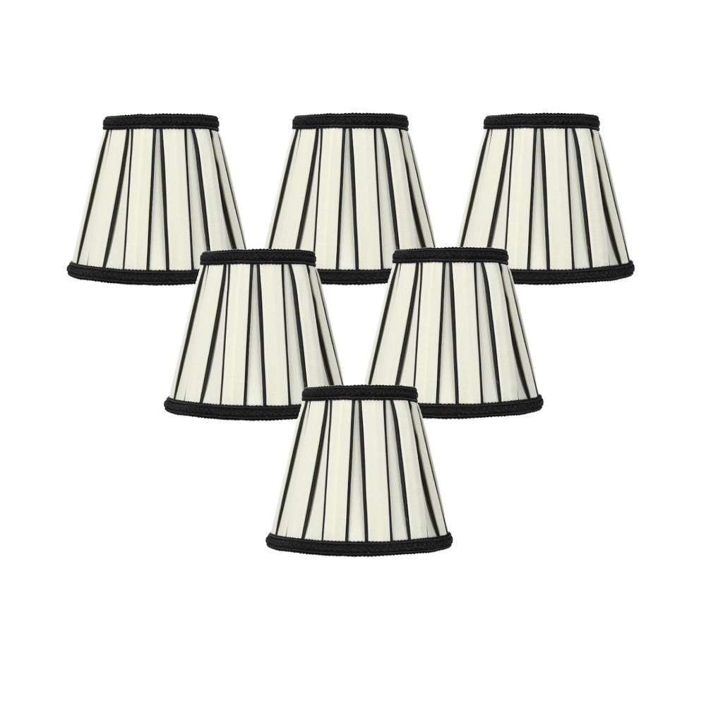 Set Of 6 Eggshell With Black Chandelier Clip On Lampshade 3X5X5